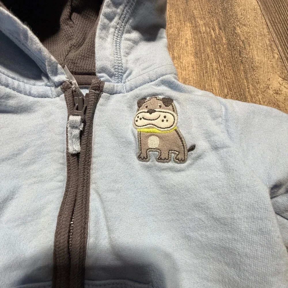 Carters Hoodie Light Blue Cotton Bulldog Kidcore Y2K
